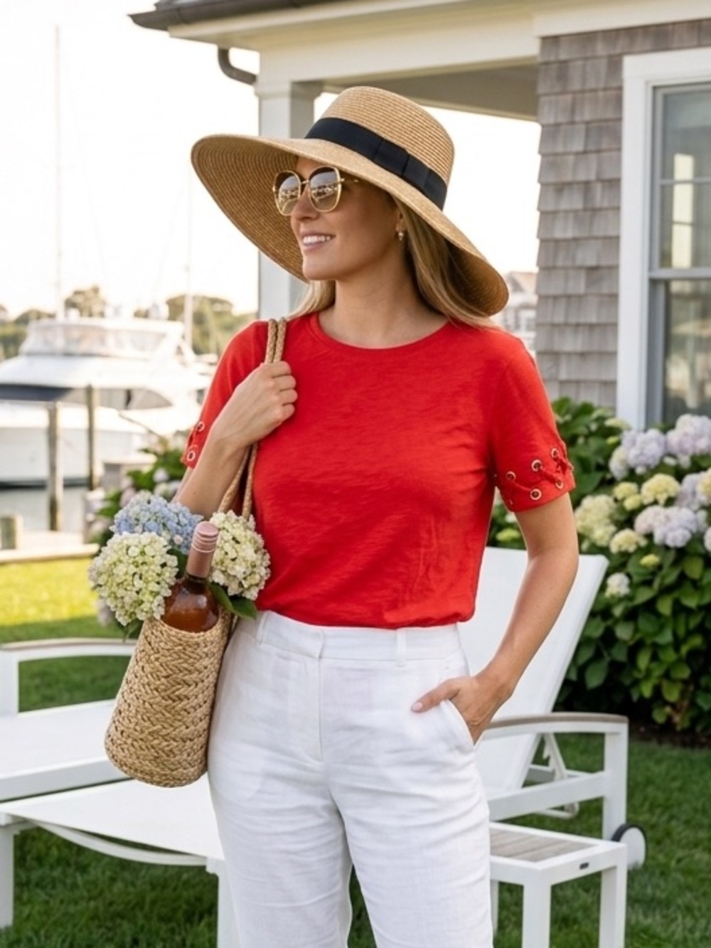 Michael Kors Woman’s Soft t-shirt blouse Dressy Red M Style Crew hamptons M